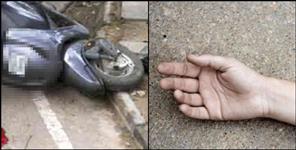 image: Scooty fallen in ditch in gopeshwar